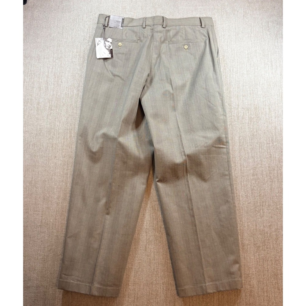 NEW Vintage STRUCTURE Mens Glen Plaid Flat Front Cotton Blend‎ Dress Pants 36x30